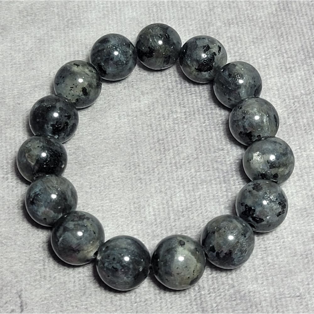 Black Feldspar 12mm Beaded Stretch Bracelet